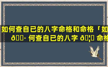 如何查自已的八字命格和命格「如 🌷 何查自已的八字 🦁 命格和命格详解」